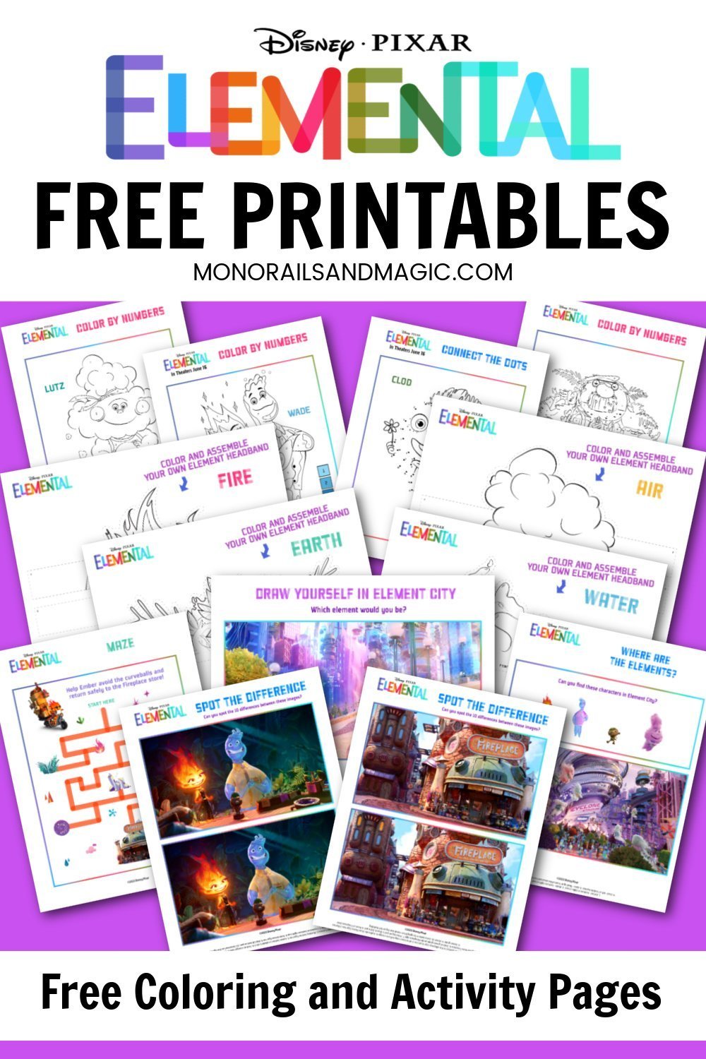 Free printable elemental coloring and activity pages