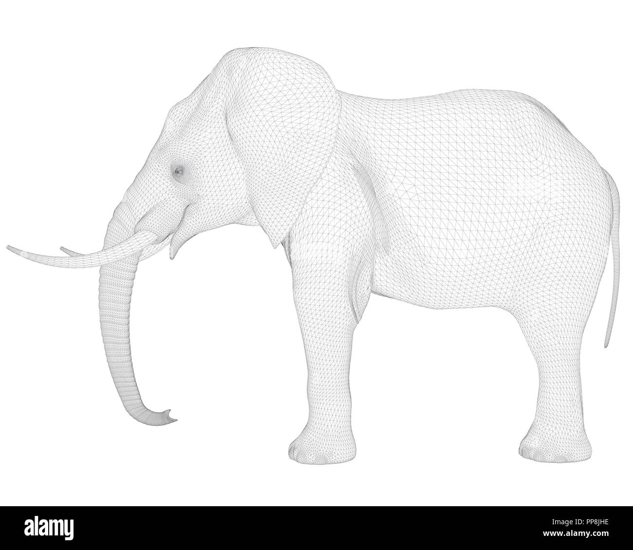 Polygonal d elephant the view of the elephant on the side the mesh cover of the elephant is black and white vector illustration stock vector image art