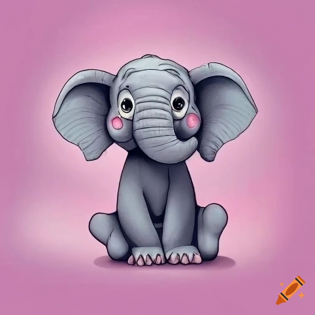 Cute elephant for colouring pages on