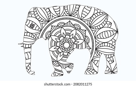 Best elephant entangle coloring page royalty