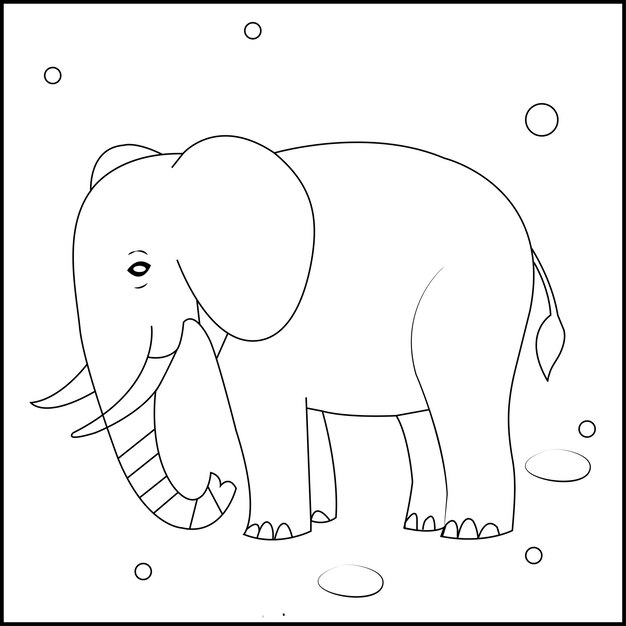 Premium vector cute elephant coloring page for kids