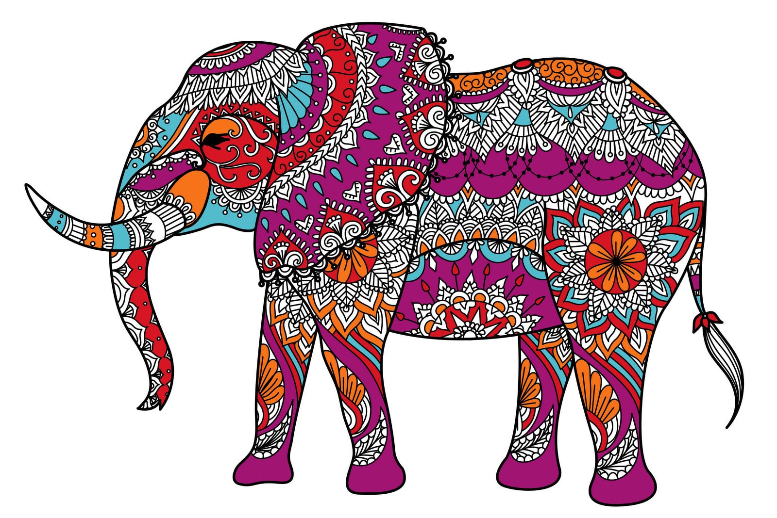 Elephant adult coloring pages that are decorative detailed at