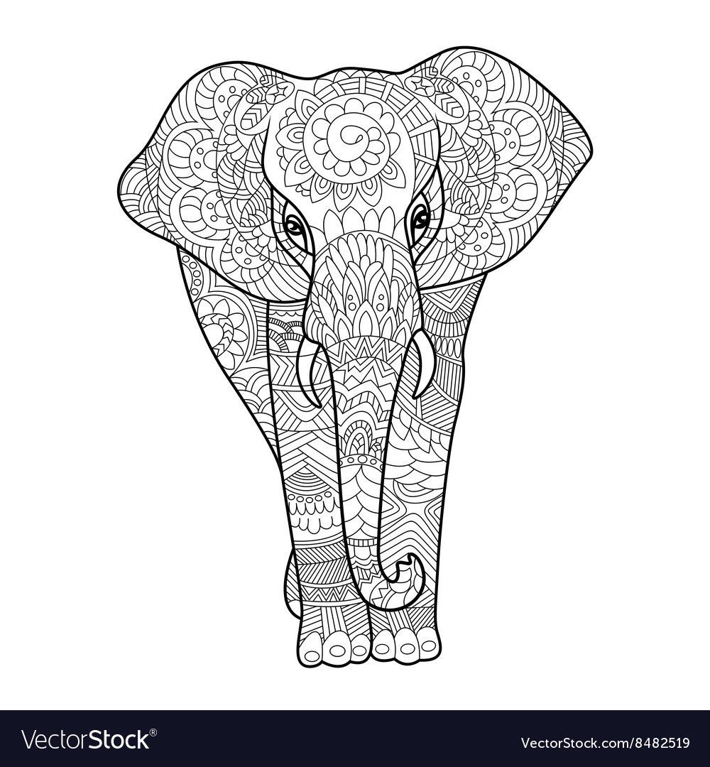 Elephant coloring book for adults royalty free vector image