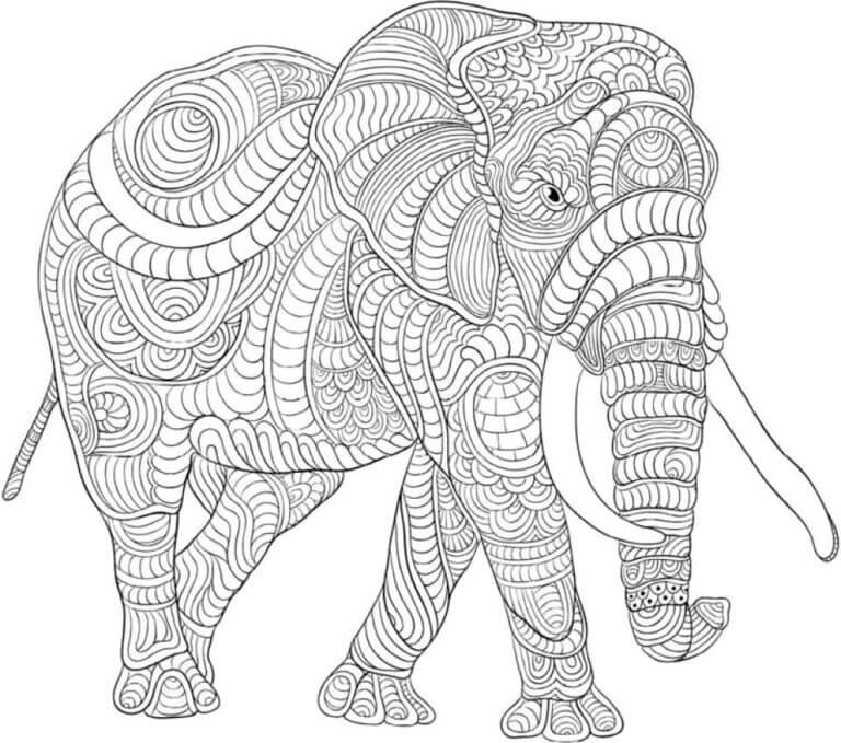 A huge elephant will help relieve stress coloring page