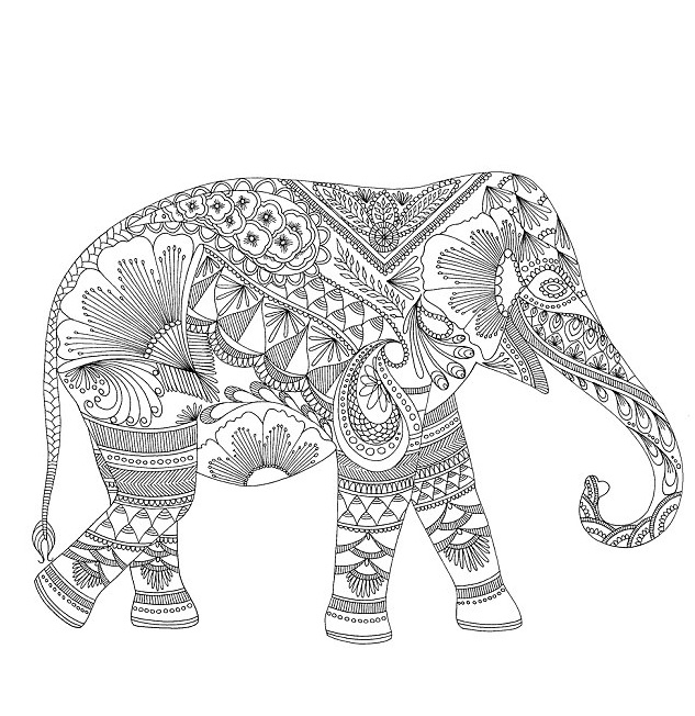 Download elephant coloring pages for adults