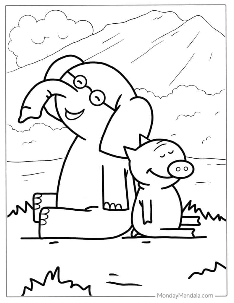 Elephant coloring pages free pdf printables