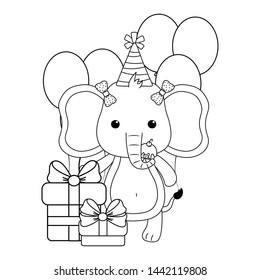 Elephant cartoon happy birthday icon design stock vector royalty free