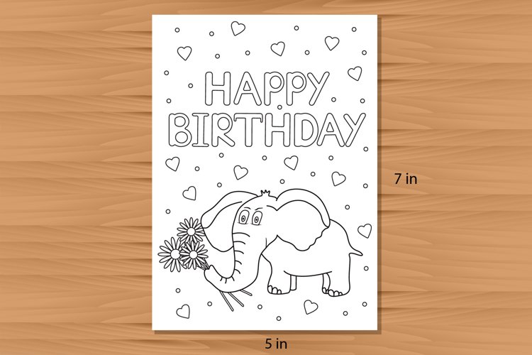 Happy birthday card coloring page x inches