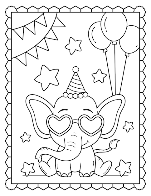 Premium vector baby elephant coloring page