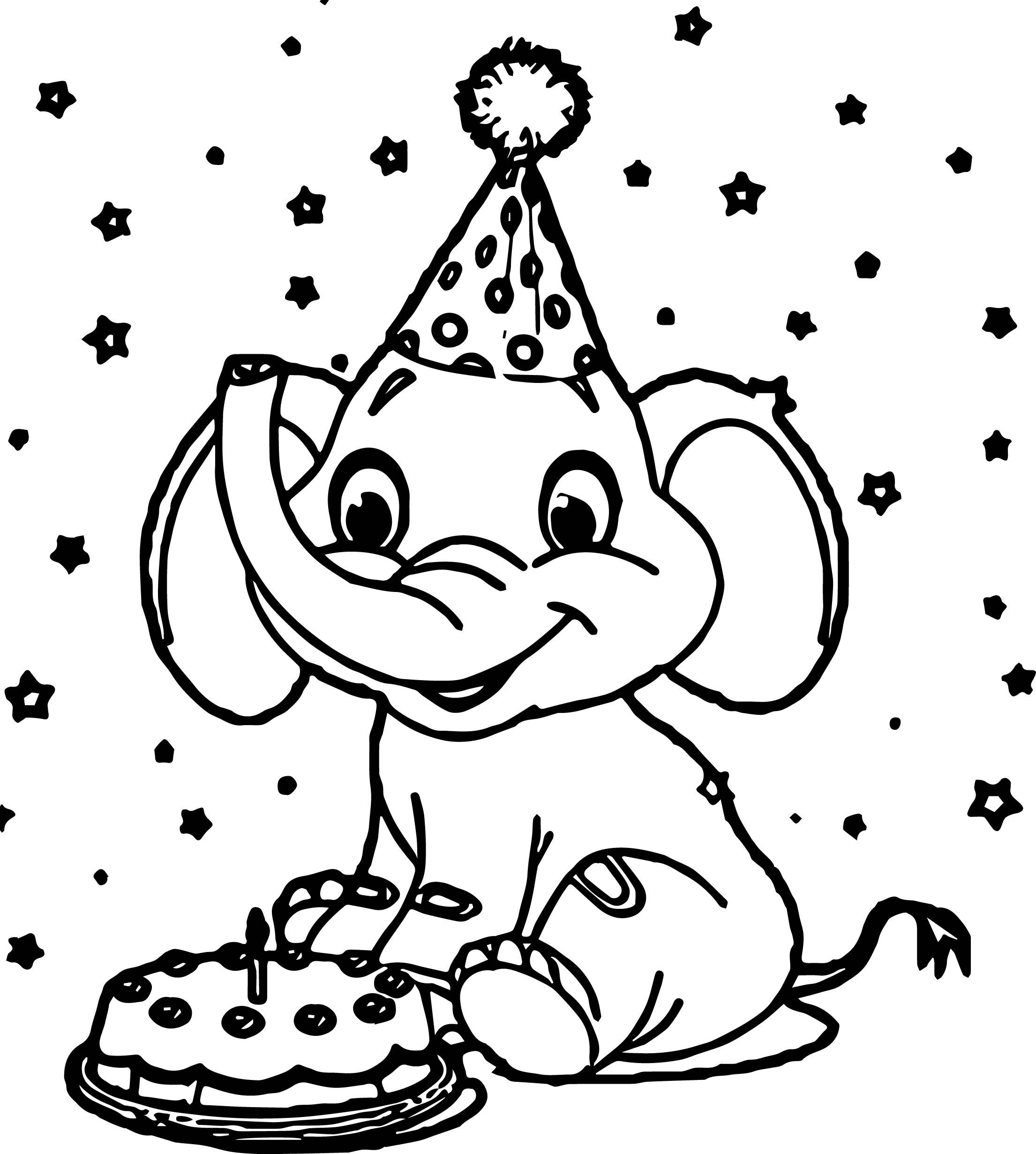 Cool elephant birthday coloring page