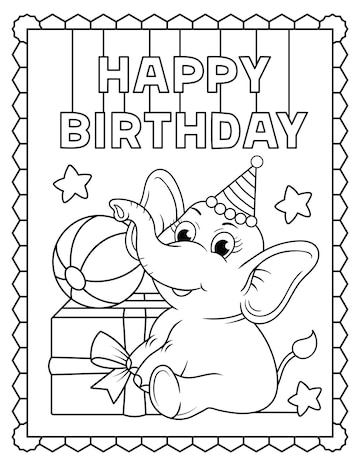 Premium vector baby elephant coloring page