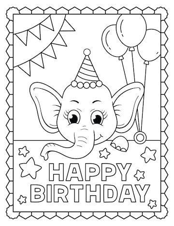 Premium vector baby elephant coloring page