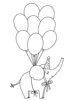 Happy birthday coloring page with elephant by happy as a teacher