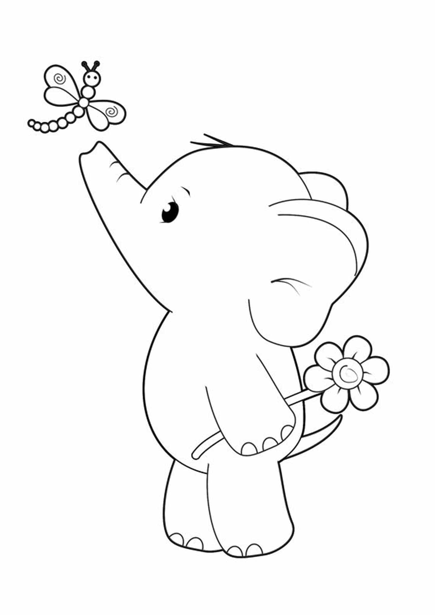 Free easy to print elephant coloring pages