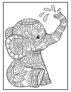 Elephant mandala coloring pages page elephant coloring book for adults and kids printable instant download