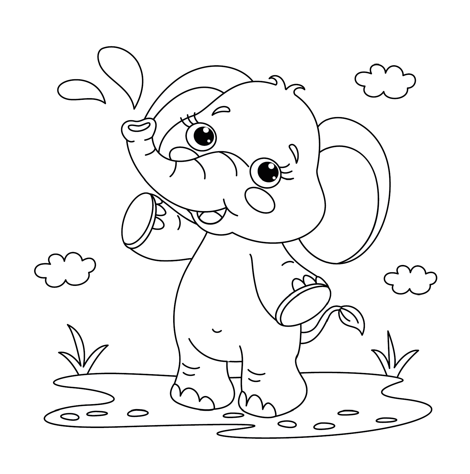 Free elephant coloring pages for kids