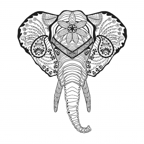 Elephant doodle coloring page