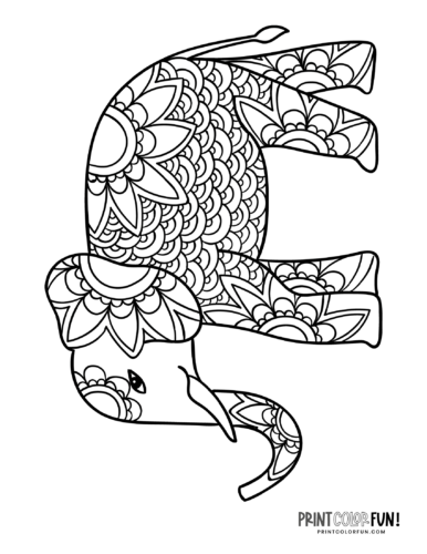 Elephant adult coloring pages that are decorative detailed at