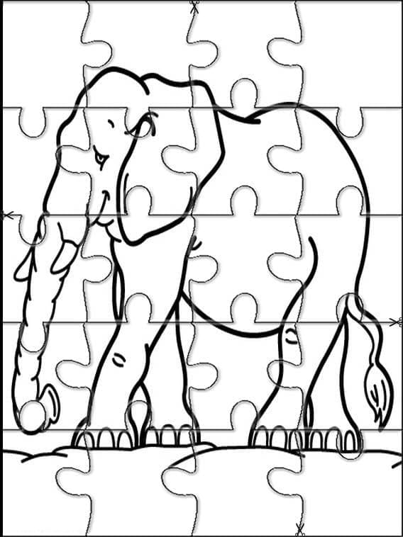 Jigsaw puzzle elephant coloring page