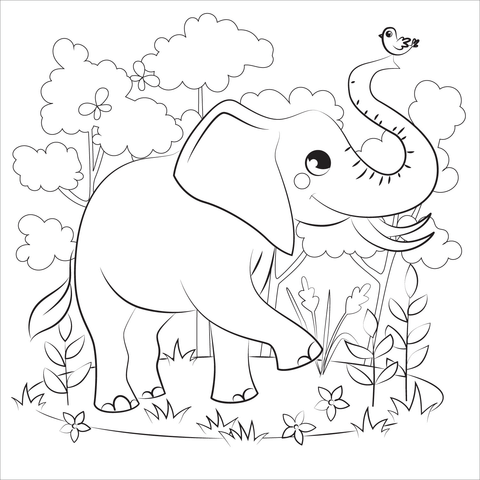 Elephant coloring page free printable coloring pages