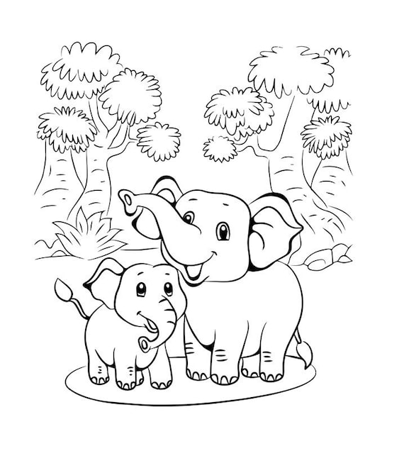 Elephant themed coloring pages digital download instant download