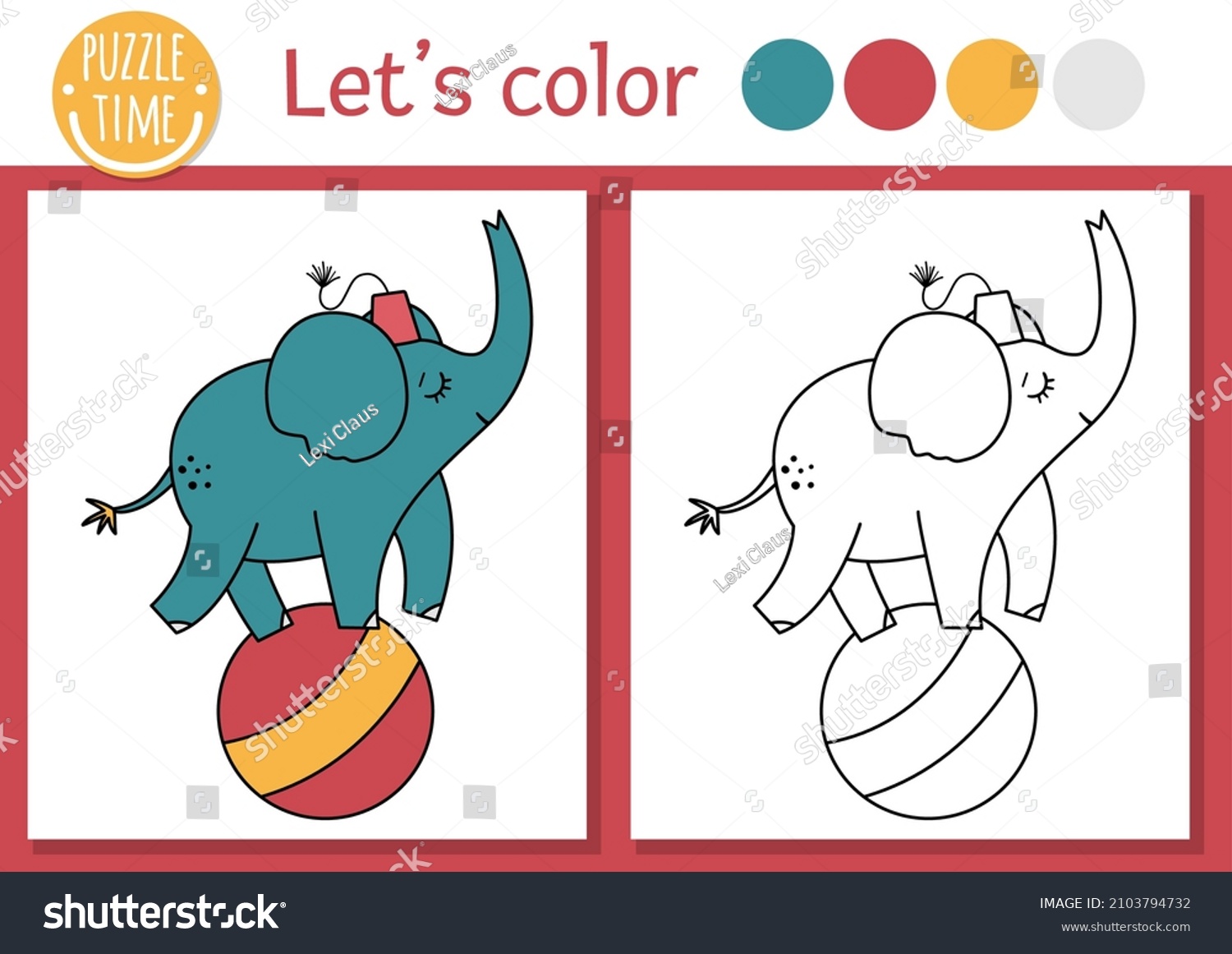 Stock vektor âcircus coloring page children elephant onâ bez autorskãch poplatkå