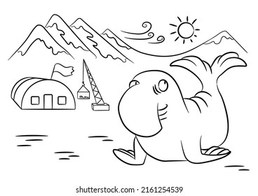 Elephant seal coloring page black white stock vector royalty free