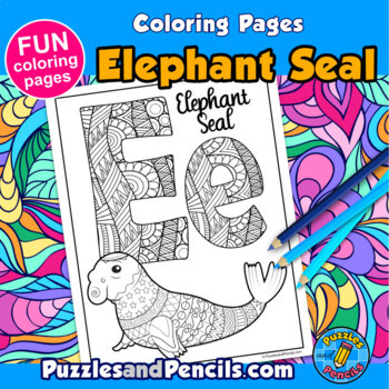 Zentangle elephant seal coloring activity mindfulness coloring pages for kids