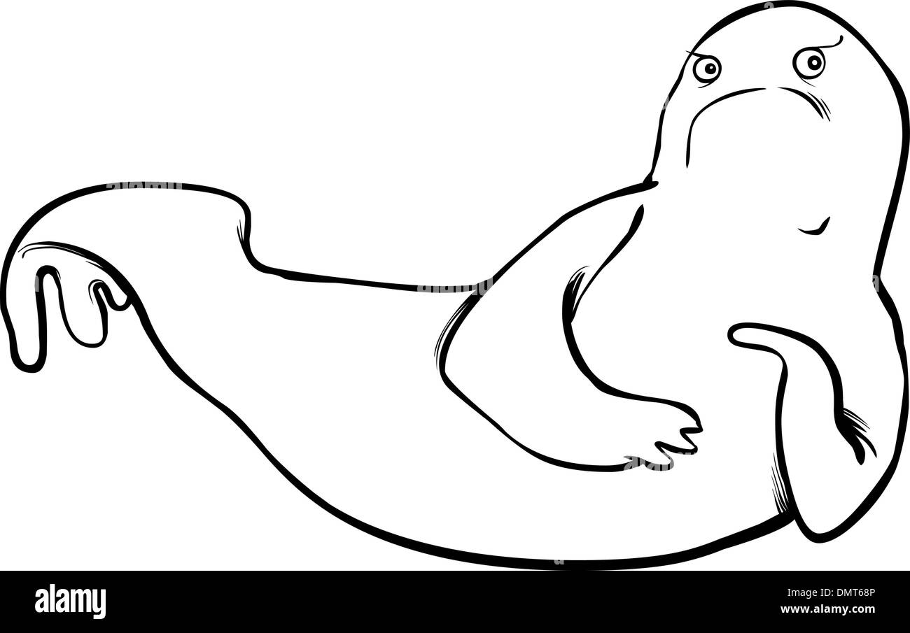 Funny seal coloring page stock vector image art