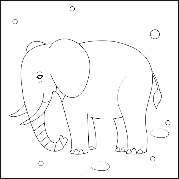 Premium vector cute elephant coloring page for kids