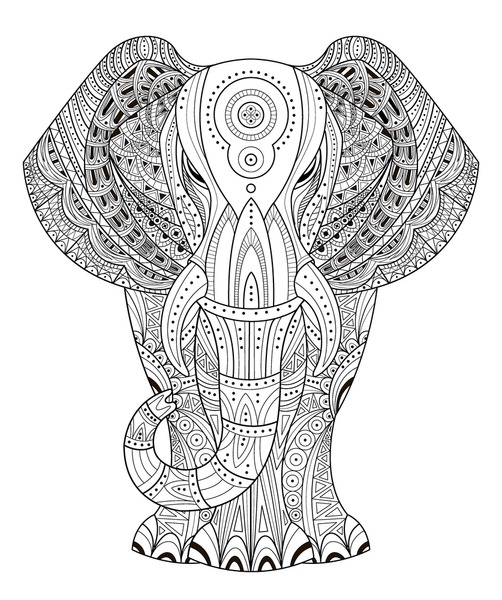 Thousand coloring book adult elephant royalty