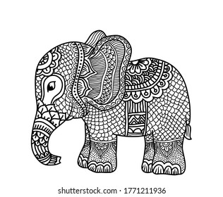 Best elephant entangle coloring page royalty