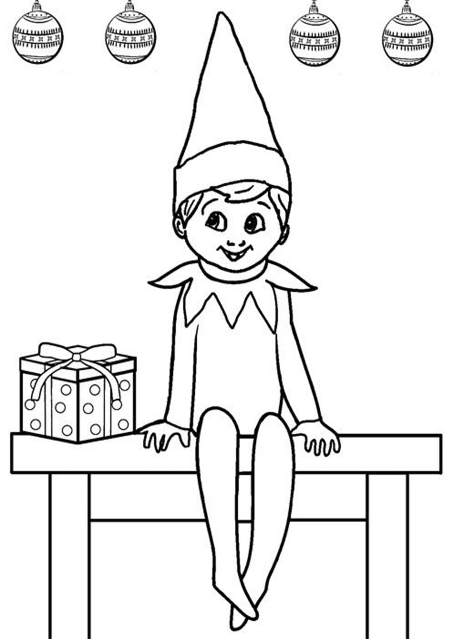 Very cute elf on the shelf coloring page