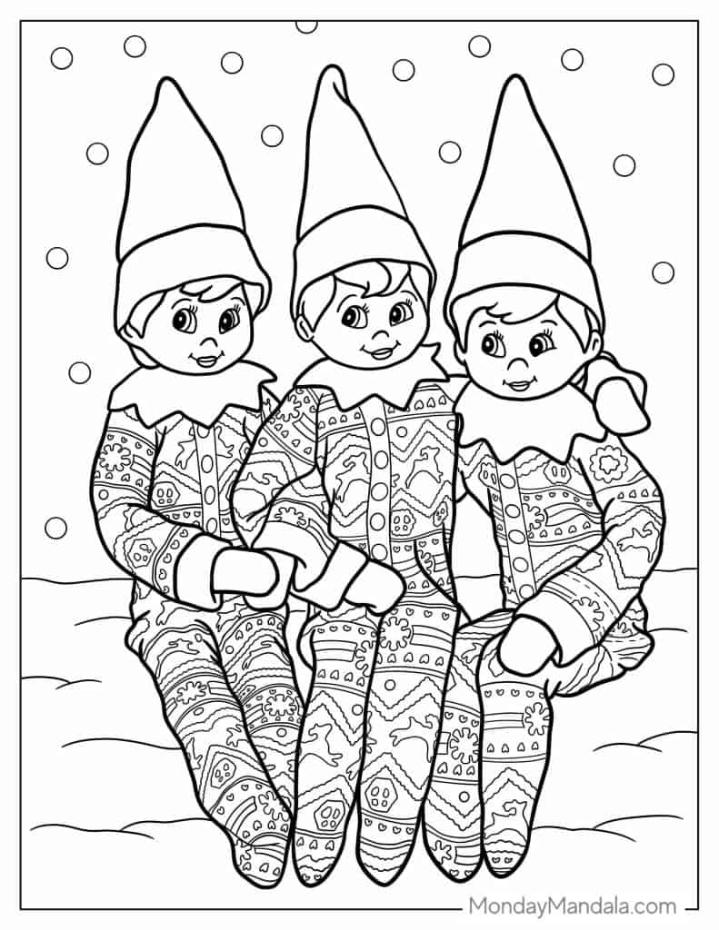 Elf on the shelf coloring pages free pdf printables