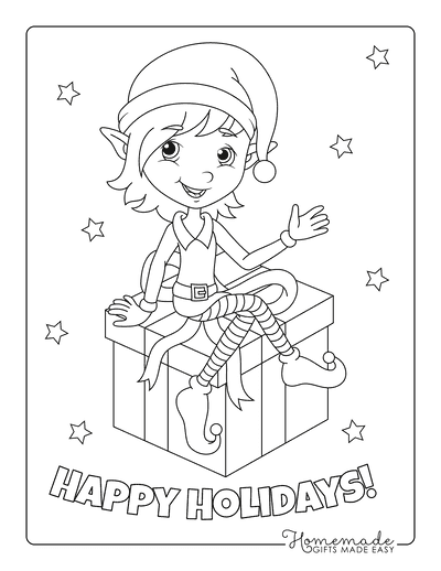 Free printable elf coloring pages for kids