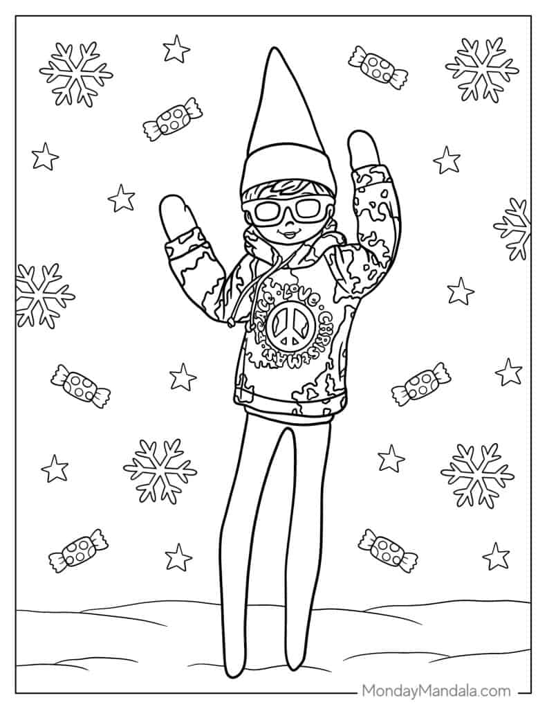 Elf coloring pages free pdf printables