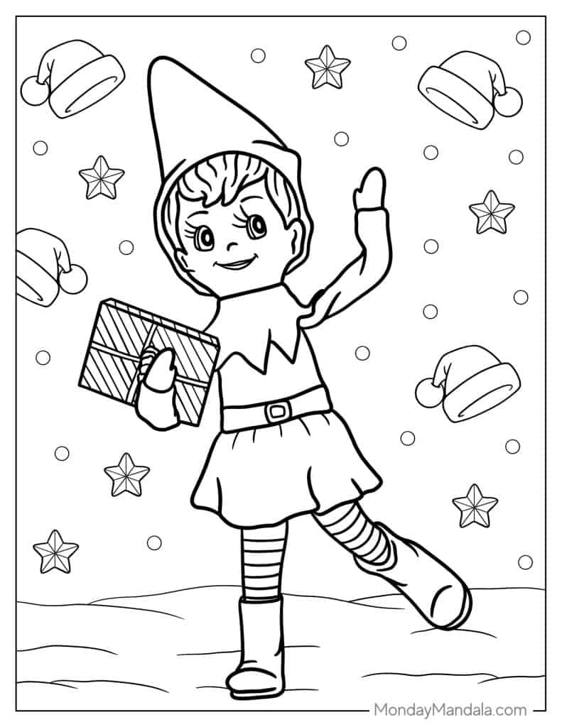 Elf coloring pages free pdf printables