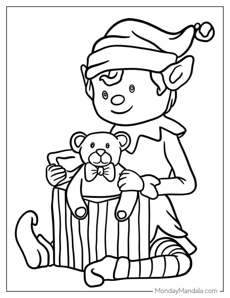 Elf coloring pages free pdf printables