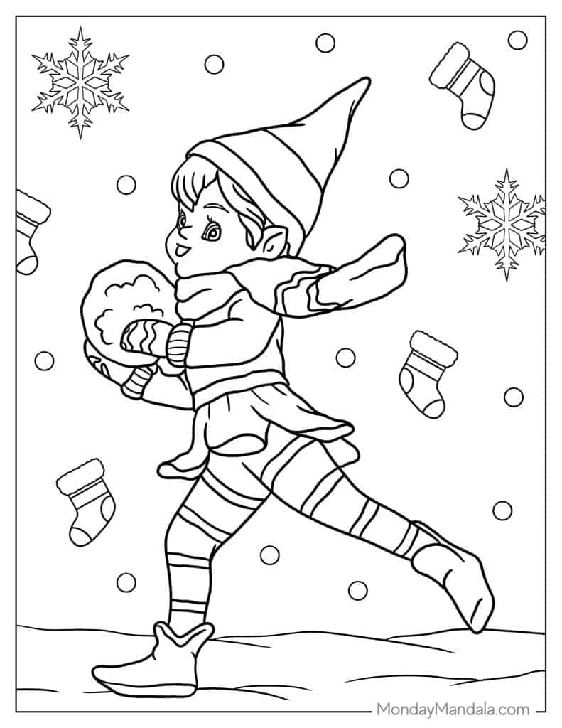 Elf coloring pages free pdf printables