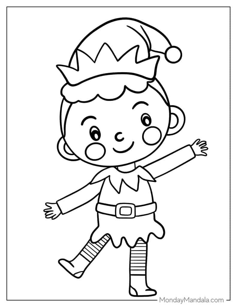 Elf coloring pages free pdf printables