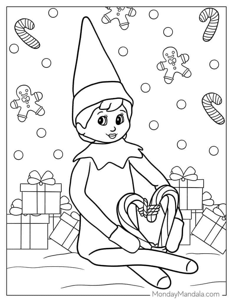 Elf on the shelf coloring pages free pdf printables