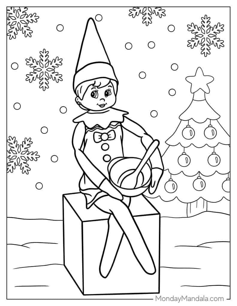 Elf on the shelf coloring pages free pdf printables