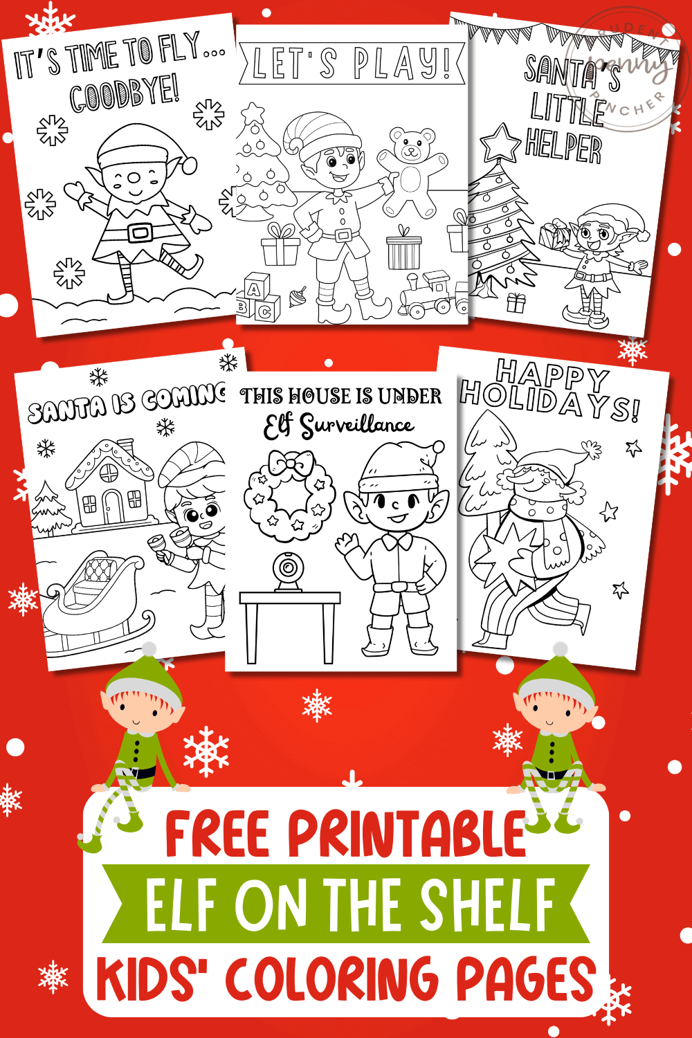 Free christmas elf coloring pages for kids