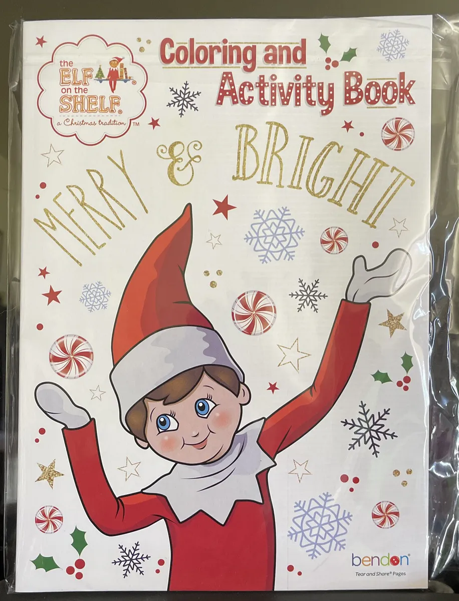 The elf on the shelf christmas coloring activity book with colored pencils new