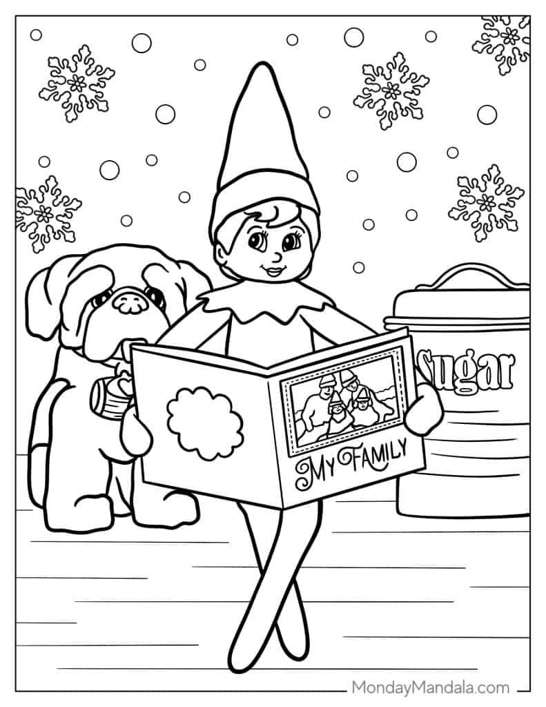 Elf on the shelf coloring pages free pdf printables