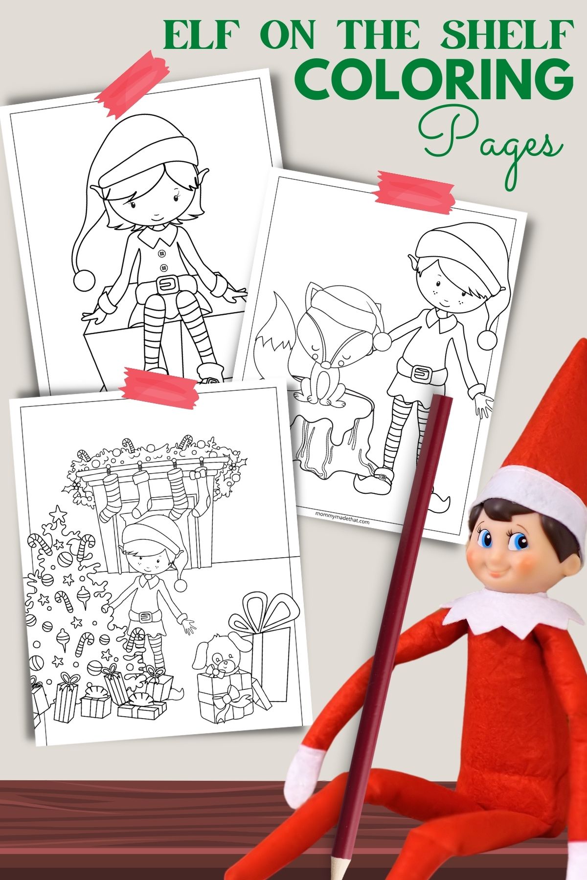 Elf on the shelf inspired coloring pages