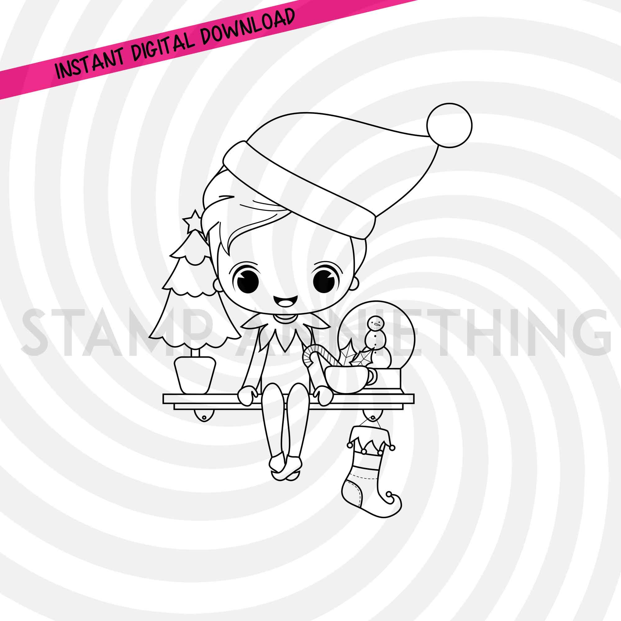 Elf on a shelf digital stamp