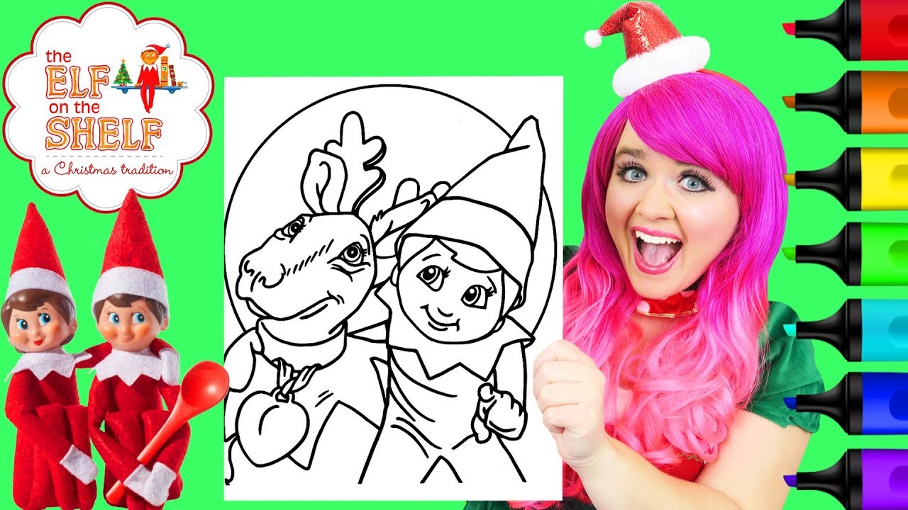 Coloring elf on the shelf reindeer christmas coloring page prismacolor markers kimmi the clown