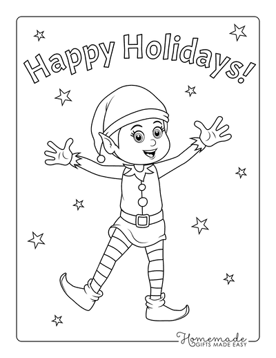 Free printable elf coloring pages for kids