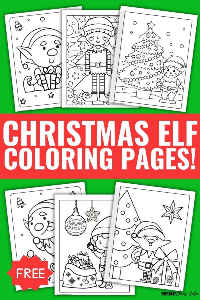 Christmas elf coloring pages for kids free pdf download